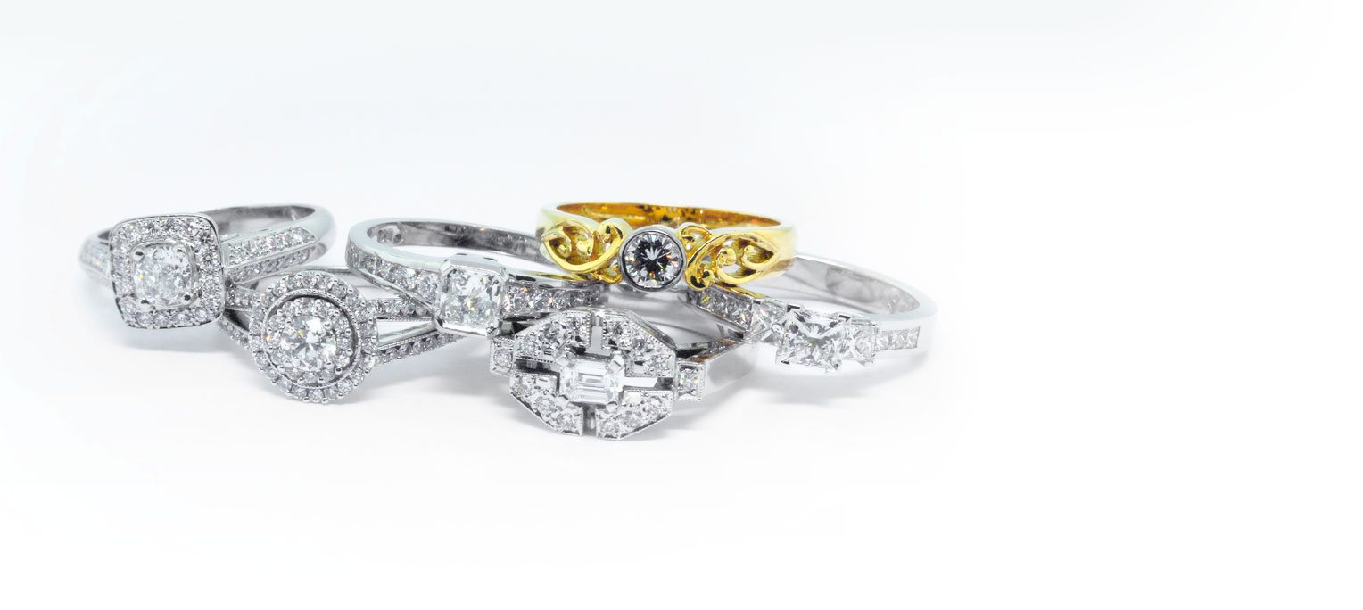 Jewel diamond engagement wedding rings